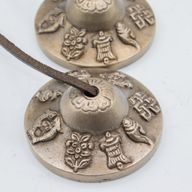 Premium Messing Tibetische Tingsha - Glückssymbole - ca. 6 cm (155 g)