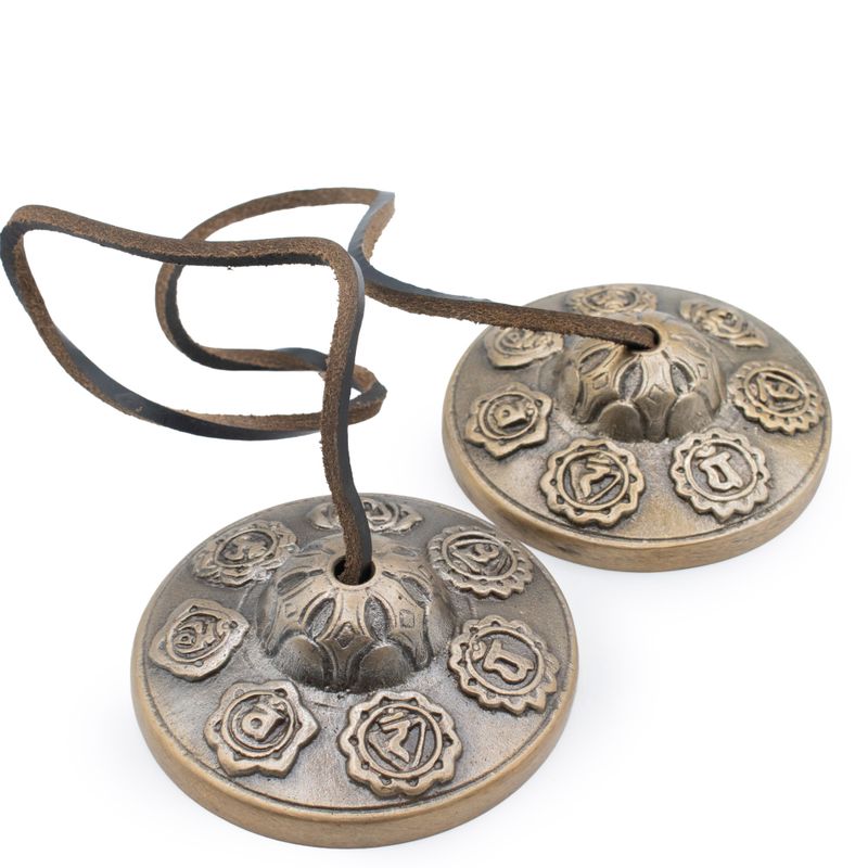Premium Messing tibetische Tingsha - Sieben Chakren - ca. 7 cm (255 g)