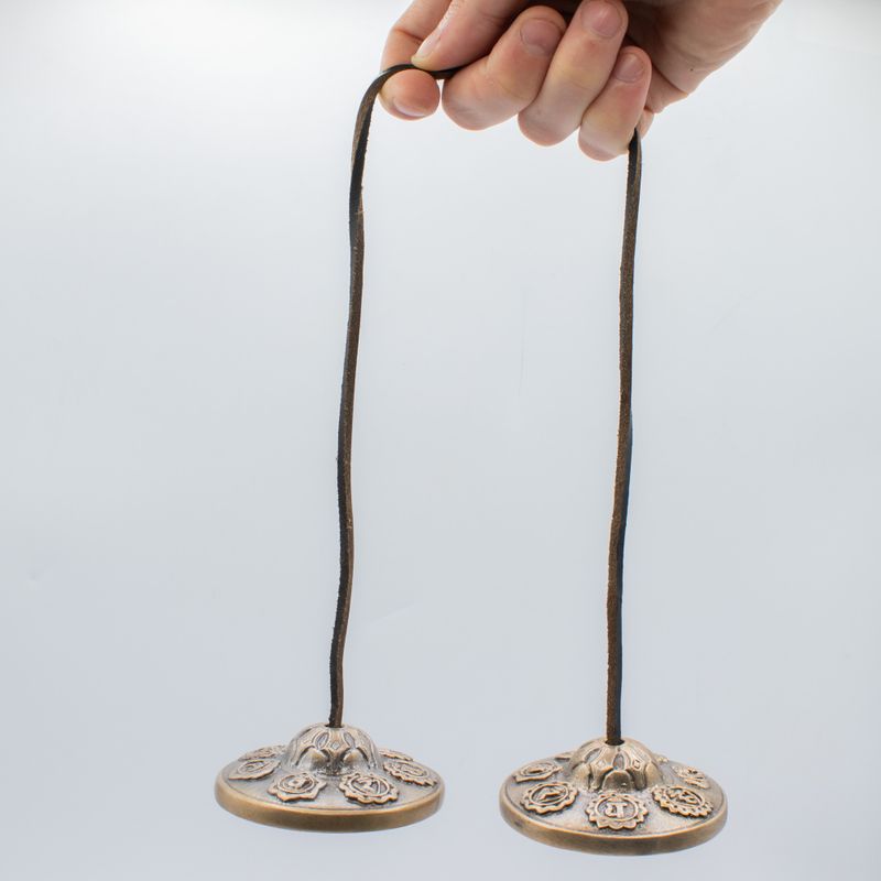 Premium Messing tibetische Tingsha - Sieben Chakren - ca. 7 cm (255 g)