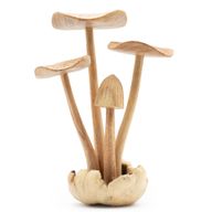 Handgefertigte Parasiten-Holzkunst-Schnitzerei - Set aus 4 großen Pilzen