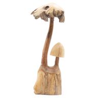 Handgefertigte Parasiten-Holzkunst-Schnitzerei - Set aus zwei Pilzen