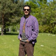 Nomad Sari Großvaterhemd - Schwarz Lila - Medium