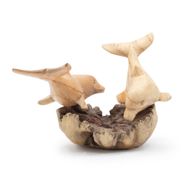 Handgefertigte Parasiten-Holzkunst-Schnitzerei - Delfine beim Spielen