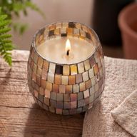 Bernstein-Mosaik - Glasgefäßkerzen - Medium