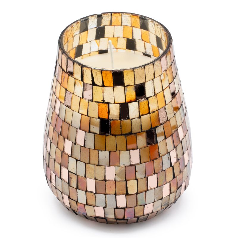 Bernstein-Mosaik - Kerzen im Glas - Hoch
