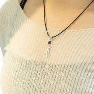 Indische Andachtsanhänger - Silberplattiert (45 cm Kordel) - Göttin-Amethyst