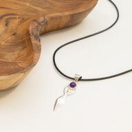 Indische Andachtsanhänger - Silberplattiert (45 cm Kordel) - Göttin-Amethyst