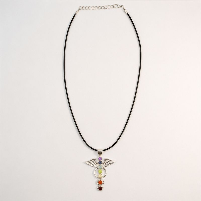 Indische Andachtsanhänger - Silberbeschichtet (45 cm Kordel)- Engelchakra