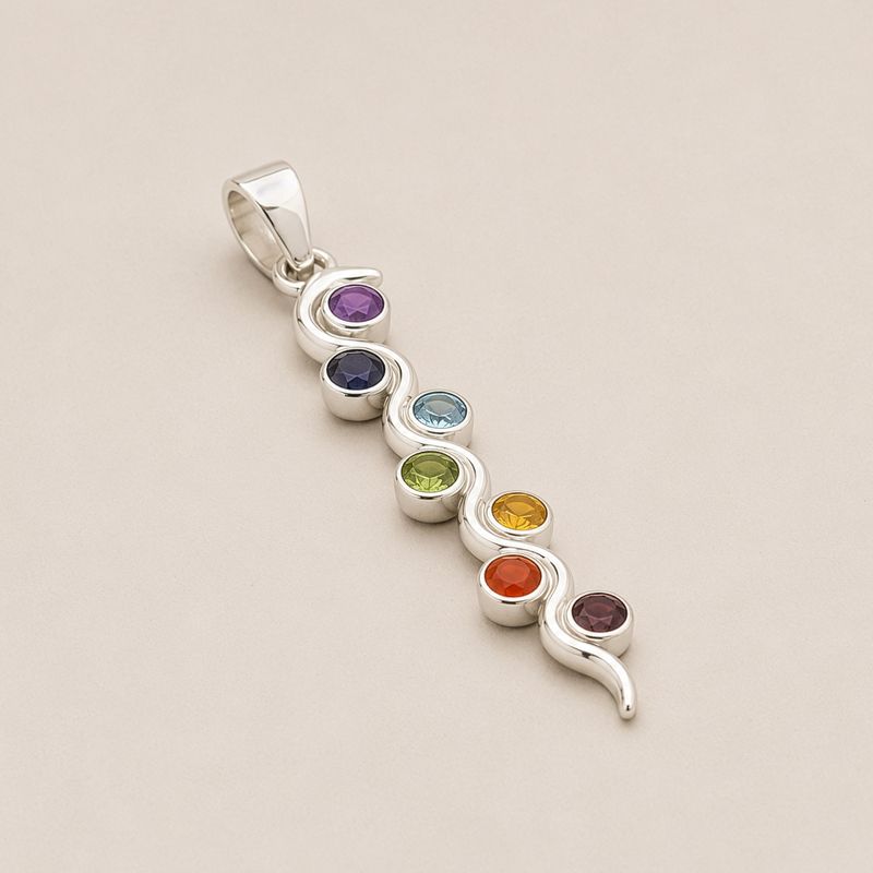 Indische Andachtsanhänger - Silberbeschichtet (45 cm Schnur) - Schlangen-Chakra