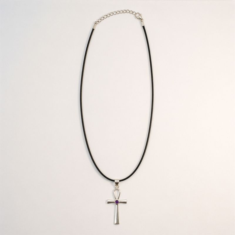 Indische Devotionalanhänger - Silberbeschichtet (45 cm Kordel) - Ankh-Symbol des ewigen Lebens