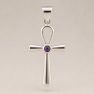 Indische Devotionalanhänger - Silberbeschichtet (45 cm Kordel) - Ankh-Symbol des ewigen Lebens