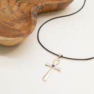 Indische Devotionalanhänger - Silberbeschichtet (45 cm Kordel) - Ankh-Symbol des ewigen Lebens