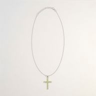 Indische Andachtsanhänger - Versilbert (45 cm Kette) - Peridot-Kreuz