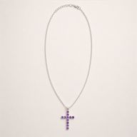 Indische Andachtsanhänger - Silberbeschichtet (45 cm Kette) - Amethyst-Kruzifix