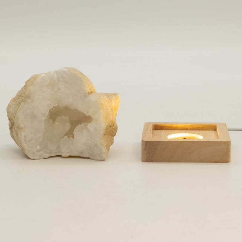 8 cm quadratischer LED-USB-Ständer aus Holz – Kalt-/Warm-/Tageslicht