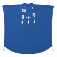 Nomad Sari On the Med Collection - Kaftan - Blau mit cremefarbener Stickerei und Quasten