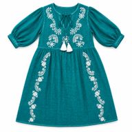 (M-L) Nomad Sari aus der Med-Kollektion – Kleid – Türkis mit Stickerei und Quasten