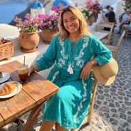 (M-L) Nomad Sari aus der Med-Kollektion – Kleid – Türkis mit Stickerei und Quasten