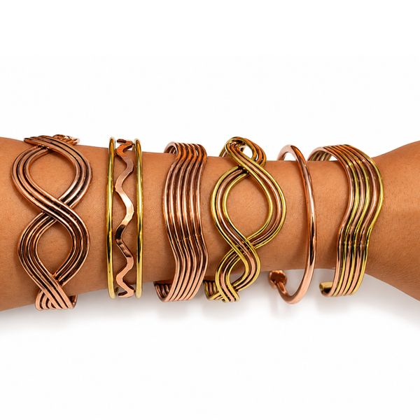 Kupfer-Elementar-Wellen-Armbänder (sortiert)