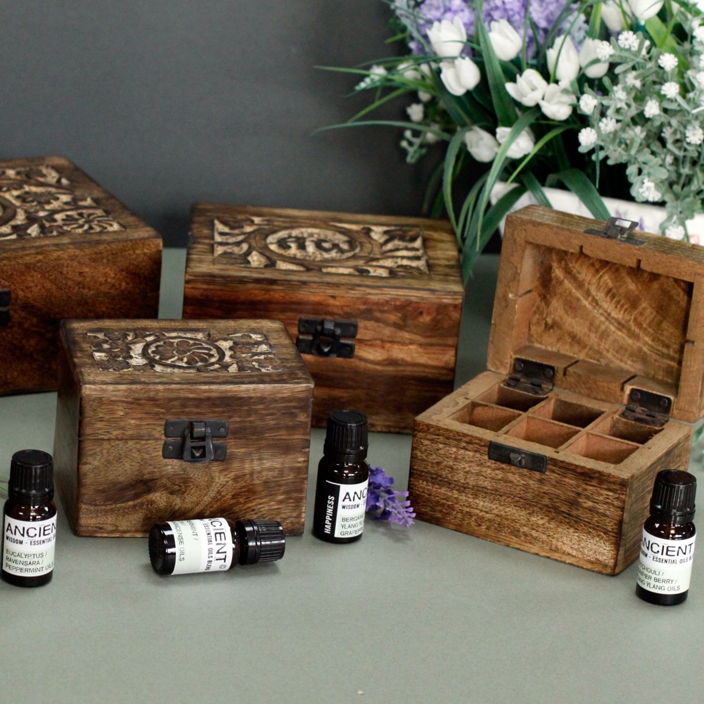 Mangoholz Aromatherapie Boxen