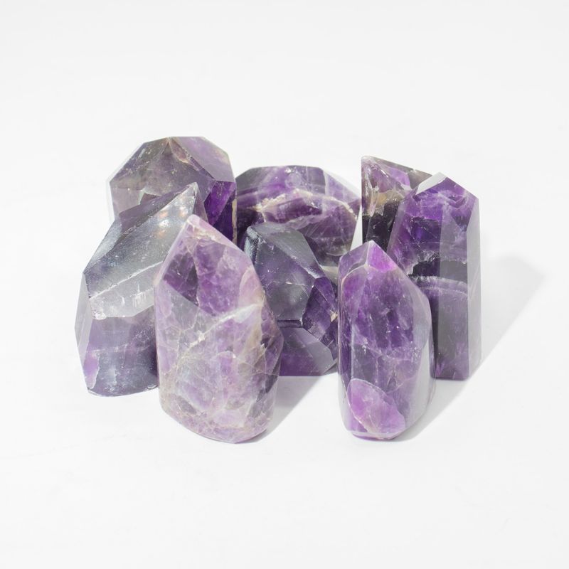 Edelsteinspitzen in großen Mengen, ca. 6 cm (0,5 kg) – Afrikanischer Amethyst (ca. 8 Stück)