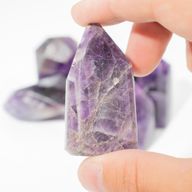 Edelsteinspitzen in großen Mengen, ca. 6 cm (0,5 kg) – Afrikanischer Amethyst (ca. 8 Stück)
