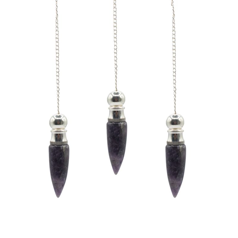 Geheime Kavität Entdeckung des Wahrheitspendels - Amethyst - Silberbeschichtet
