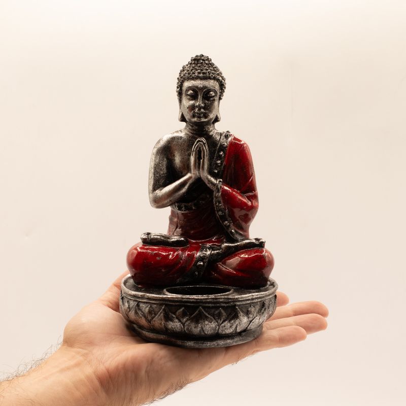 Buddha-Kerzenhalter - Rot - Mittel