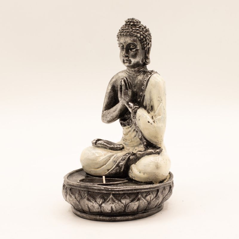 Buddha Kerzenhalter - Weiß - Medium