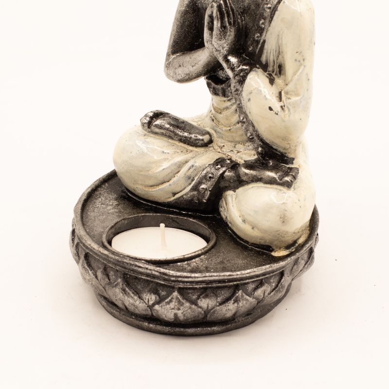 Buddha Kerzenhalter - Weiß - Medium