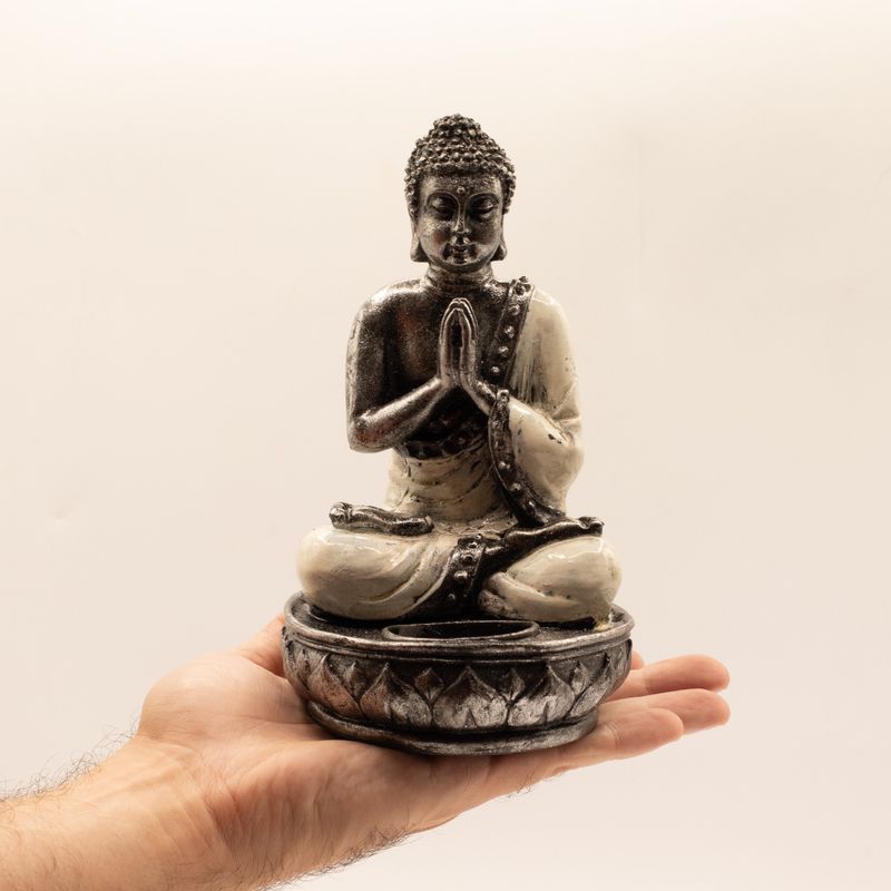 Buddha Kerzenhalter - Weiß - Medium