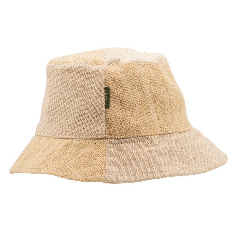 Gepatchter Hanf- und Baumwoll-Boho-Festivalhut - Natur