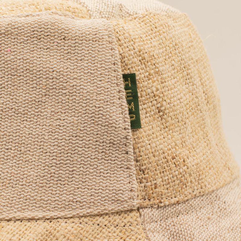Gepatchter Hanf- und Baumwoll-Boho-Festivalhut - Natur
