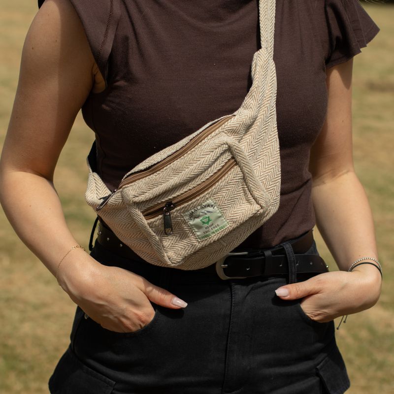 Gürteltasche im Baumwolle-Hanf-Stil (oder Bauchtasche) - Natur