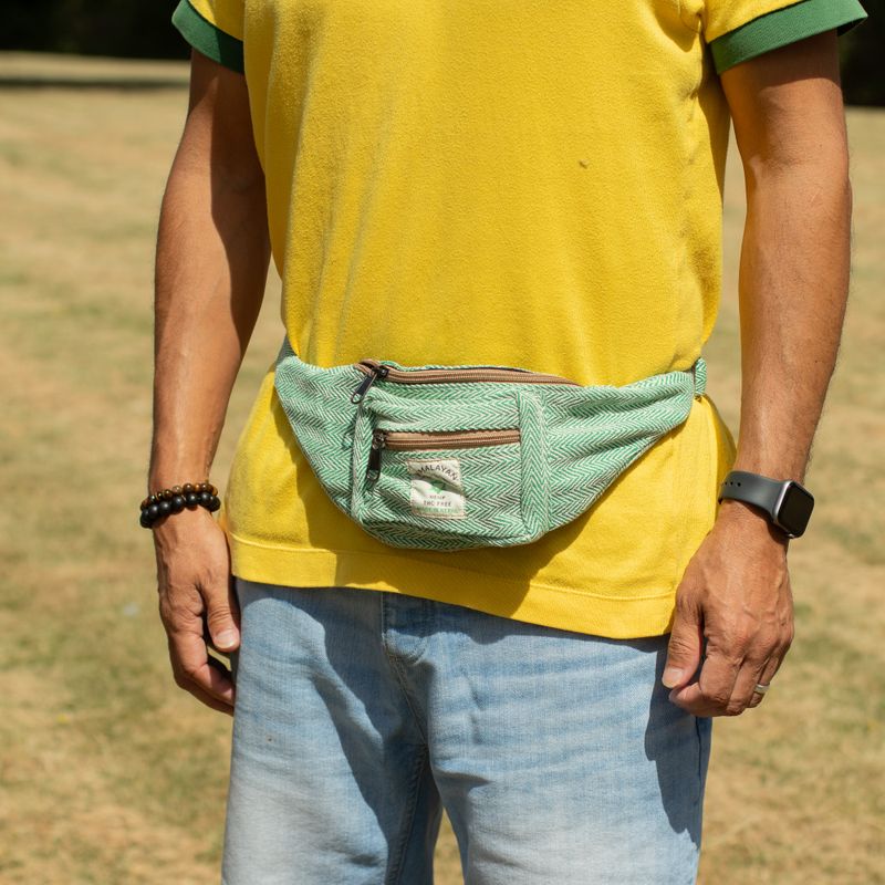 Baumwoll-Hanf-Stil Gürteltasche (oder Bauchtasche) - Salbeigrün