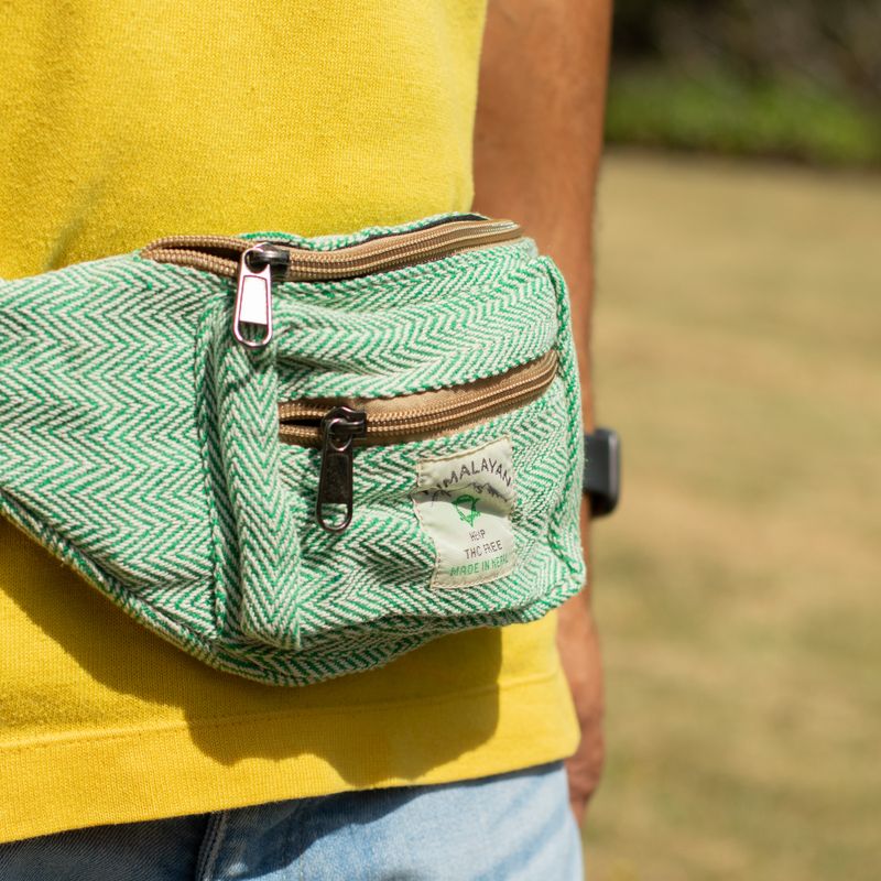 Baumwoll-Hanf-Stil Gürteltasche (oder Bauchtasche) - Salbeigrün