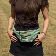 Baumwoll-Hanf-Stil Gürteltasche (oder Bauchtasche) - Salbeigrün