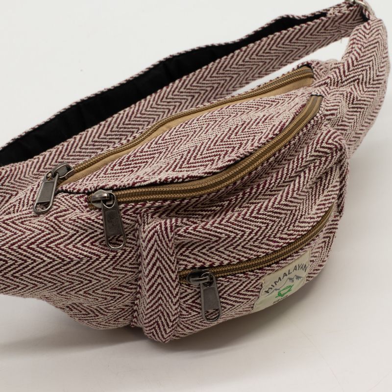 Baumwoll-Hanf-Stil Gürteltasche (oder Fanny-Tasche) - Weinrot