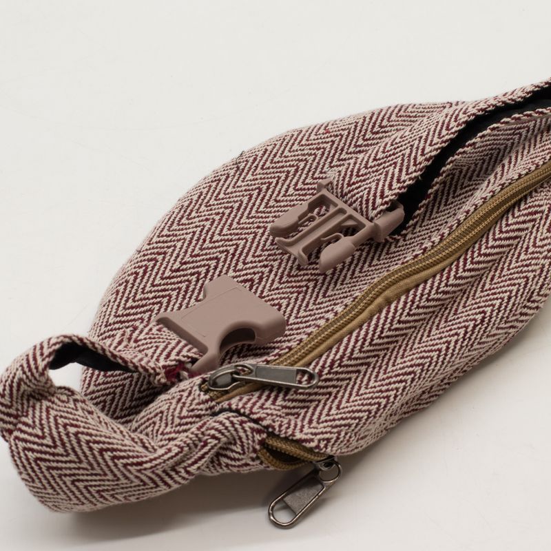Baumwoll-Hanf-Stil Gürteltasche (oder Fanny-Tasche) - Weinrot