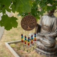 Indische Glöckchen - Med Baum des Lebens - Chakra-Perlen 5 Glöckchen - 10x36 cm