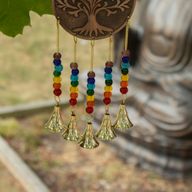 Indische Glöckchen - Med Baum des Lebens - Chakra-Perlen 5 Glöckchen - 10x36 cm