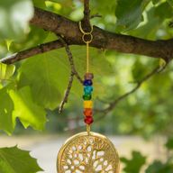 Indische Glocken - Messing-Baum des Lebens mit Chakra-Perlen - 3 Glöckchen - 6,5 x 31 cm