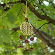 Indische Glocken - Messing-Blume des Lebens mit Rudraksha-Perlen - 3 Glocken - 6 × 27 cm