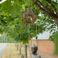 Indische Windspiele - Hamsa Kleiner Spiegel 3 Glocken - 14×55 cm