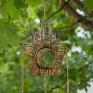 Indische Windspiele - Hamsa Kleiner Spiegel 3 Glocken - 14×55 cm