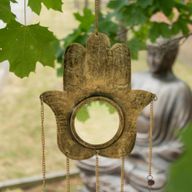 Indische Windspiele - Hamsa Großspiegel 5 Glocken - 19x65cm