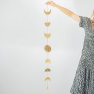 Indische Glocken - Messing Mondphasen-Drop mit Glocke - 1m
