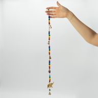 Indische Windspiele - Messing-Elefant mit Chakra-Perlen - Glocken an der Schnur - 53 cm