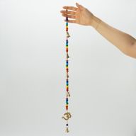 Indische Windspiele - Messing-OM mit Chakra-Perlen-Glockenketten - 53 cm
