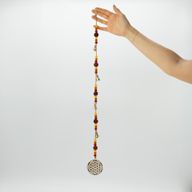 Indische Glocken – Messing-Blume des Lebens mit Rudraksha-Perlen Schnur-Glocken – 6x63 cm